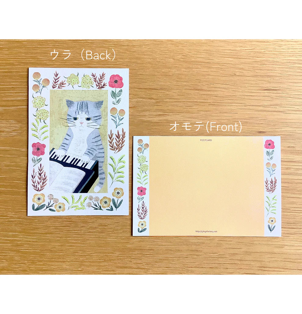 Grey Cat Plays Piano | Postcard