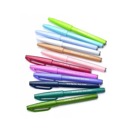 (NEW) Pentel Fude Touch Brush Sign Pen (14 colors)