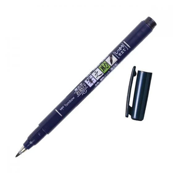 (NEW) Tombow Fudenosuke Brush Pen - Hard/Soft Tip - Black Ink