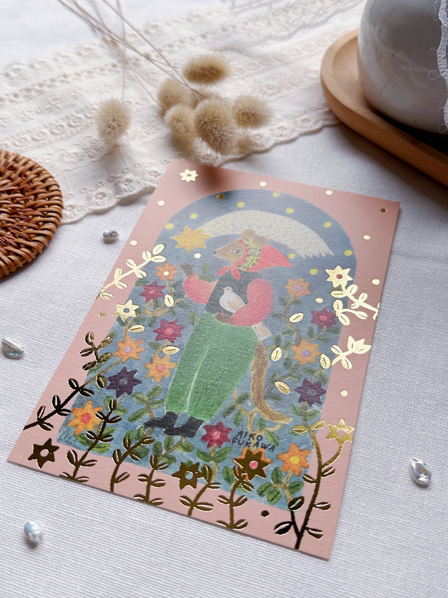 Aiko Fukawa Amulet | Gold Foil Stamping Postcard