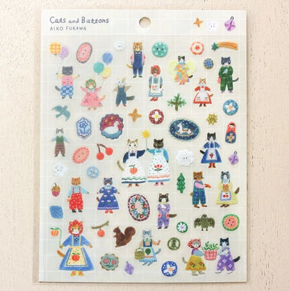 Aiko Fukawa Cats and Buttons | Sticker