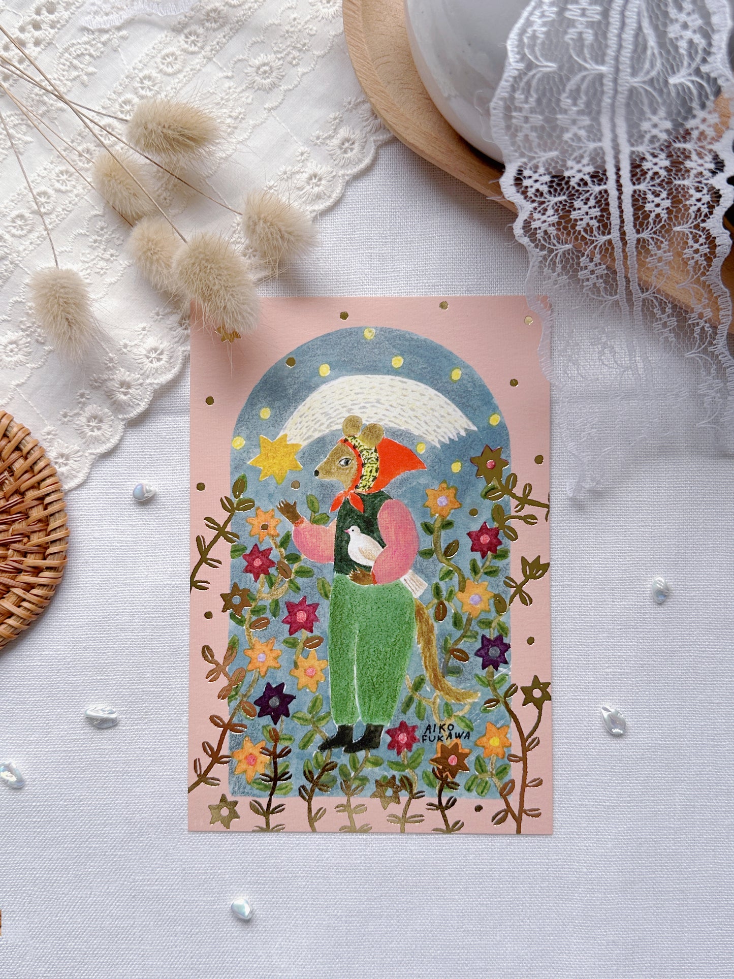 Aiko Fukawa Amulet | Gold Foil Stamping Postcard