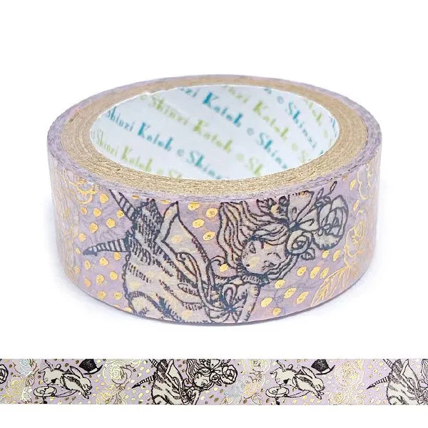 (NEW) Shinzi Katoh Alice in the Wonderland - Rabbit Hole | Gold Foil Washi Tape