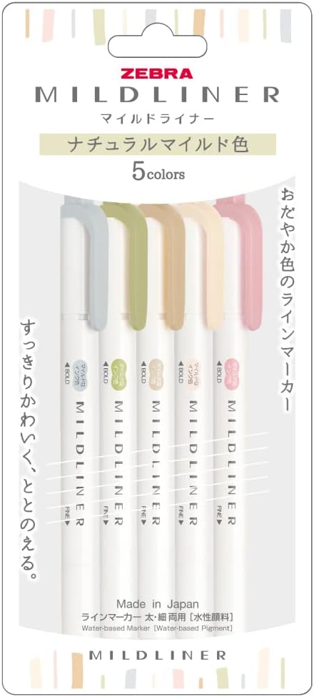(NEW) Zebra Mildliner Double-Sided Highlighter - Natural - 5 Colors