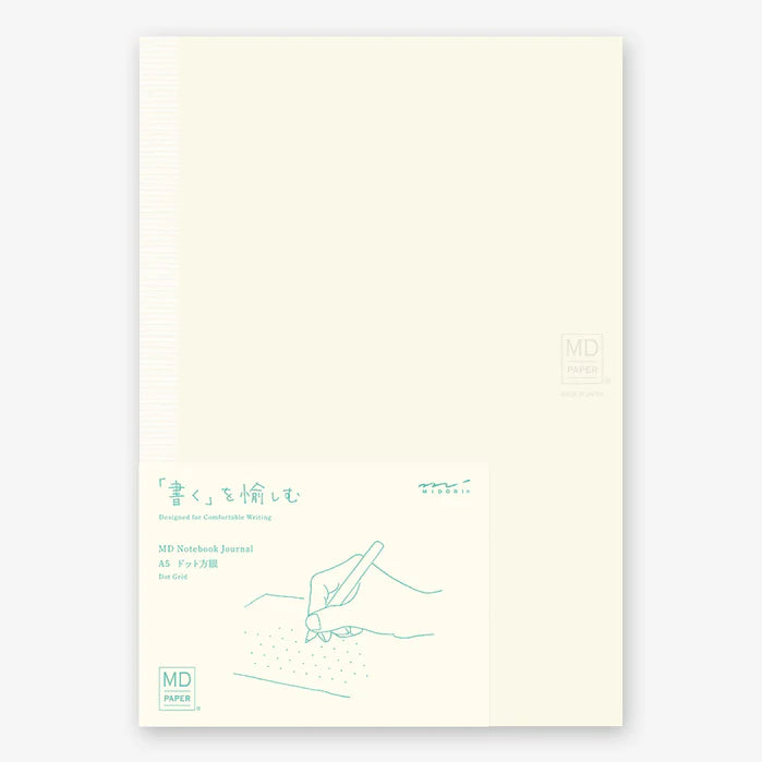 White notebook design on a light beige background, journal, nz, minimalist, dot grid, notebook, japan, nz, new zealand, high quality, md, midori, dotted, grid, blank