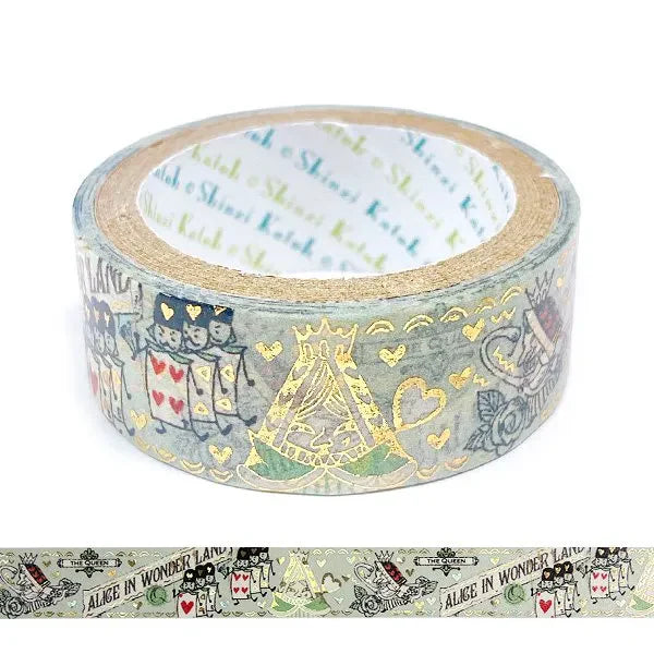 (NEW) Shinzi Katoh Alice in the Wonderland - Queen of Hearts | Gold Foil Washi Tape