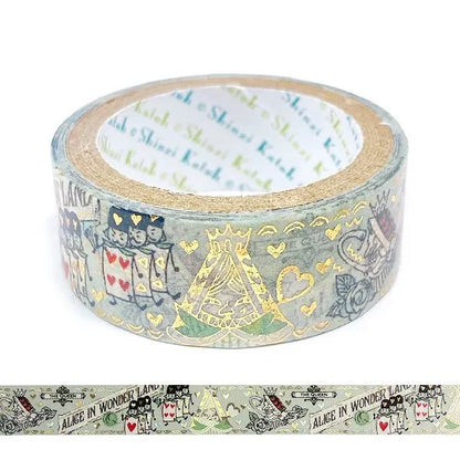 (NEW) Shinzi Katoh Alice in the Wonderland - Queen of Hearts | Gold Foil Washi Tape